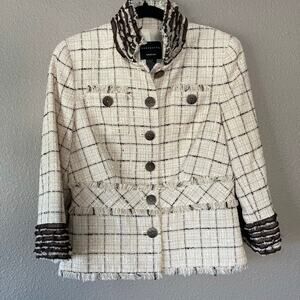 Doncaster Cream Tweed Jacket with Brown Trim